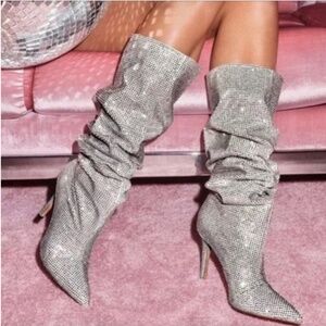 Aldo Rhinestone knee high boots size